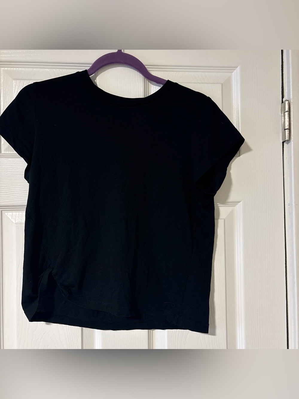 All Saints Black Short Sleeve Crewneck Top with front knot size small